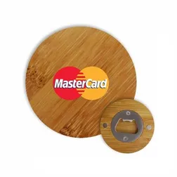 Round Bamboo Bottle Opener with Magnetic Storage