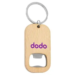 Natural Bamboo Stainless Steel Bottle Opener Keyring