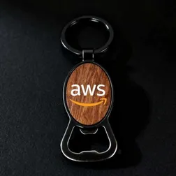 Wood and Metal Bottle Opener Keychain