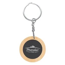 Mirage Round Bamboo Keyring with Chrome Trim