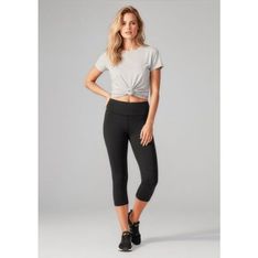 Ladies Flex Three Quarter Power Stretch Active Leggings