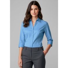 Metro Ladies Cotton Rich Stretch Three Quarter Sleeve Shirt