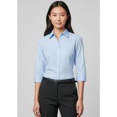 Ladies Micro Check Three Quarter Sleeve Cotton Polyester Shirt