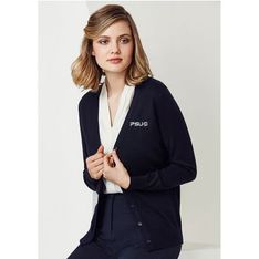 Roma Knit Cardigan Merino Wool Blend Ladies Professional