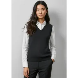 Ladies V Neck Viscose Nylon Knitted Vest