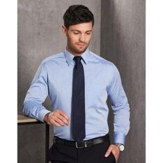 Mens Fine Chambray Long Sleeve Button Up Shirt