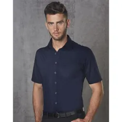 Dobby Stripe Cotton Blend Taped Seam Work Shirt