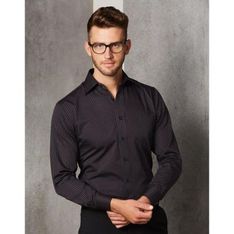 Cotton Dobby Stripe Professional Shirt with Spread Collar