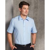 Mens Cotton Polyester Pin Stripe Short Sleeve Business Shirt