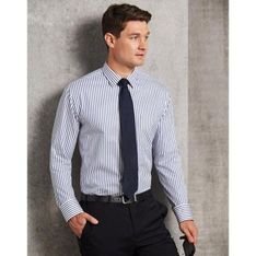 Mens CVC Sateen Stripe Long Sleeve Work Shirt