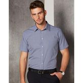 Mens Slimmer Fit Two Tone Gingham Check Cotton Polyester Short Sleeve Shirt