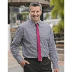 Mens Gingham Check Roll Up Long Sleeve Cotton Blend Shirt