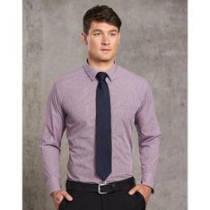 Mens Two Tone Mini Gingham Long Sleeve Shirt
