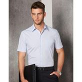 Mens Mini Check Short Sleeve Cotton Blend Shirt