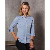 Ladies Fine Chambray Three Quarter Sleeve Shirt