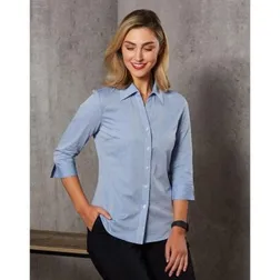 Ladies Fine Chambray Three Quarter Sleeve Shirt