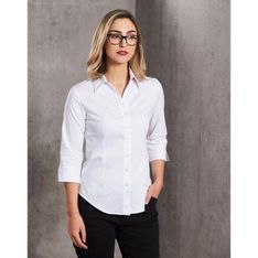 Women's Fine Twill Three Quarter Sleeve Professional Shirt