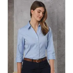Womens CVC Oxford Three Quarter Sleeve Professional Shirt