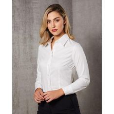 Women's Self Stripe Cotton Polyester Long Sleeve Shirt