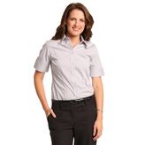 Ladies Ticking Stripe Short Sleeve Stretch Shirt