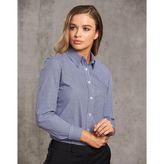 Ladies Long Sleeve Two Tone Gingham Cotton Blend Shirt