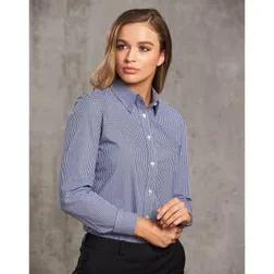 Ladies Long Sleeve Two Tone Gingham Cotton Blend Shirt