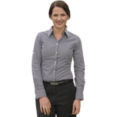 Women's Gingham Check Roll Up Long Sleeve Shirt