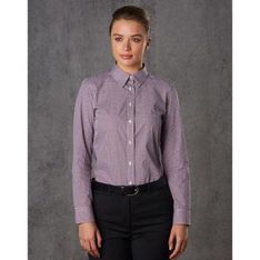 Ladies Two Tone Gingham Long Sleeve Professional Shirt