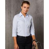 Womens Mini Check Tailored Cotton Blend Button Up Shirt