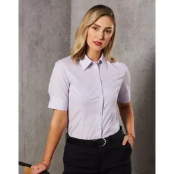 Ladies Mini Check Short Sleeve Cotton Blend Shirt