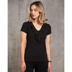 Women's Polyester Ruffle Front Professional Blouse