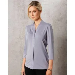 Ladies Professional Stretch Knit Top with Shawl Neckline