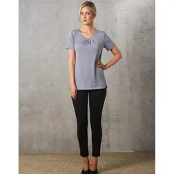Julia Ladies Stretch Polyester Pleated Short Sleeve Blouse