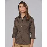Ladies Cotton Blend Military Shirt with Epaulets