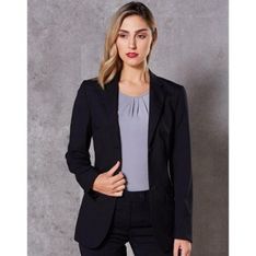 Women's Stretch Wool Blend Mid Length Professional Jacket