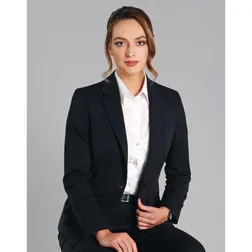 Ladies Wool Blend Stretch One Button Cropped Jacket