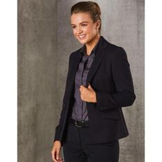 Womens Poly Viscose Stretch One Button Cropped Blazer
