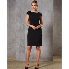Ladies Wool Blend Stretch Cap Sleeve Dress