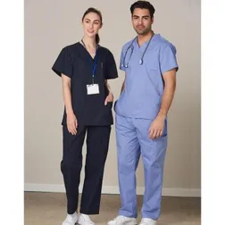 Unisex Poly Cotton Cargo Scrub Pants with Drawstring Waist