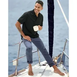 Mens Flexi Chino Stretch Cotton Jacquard Slimmer Fit Pants