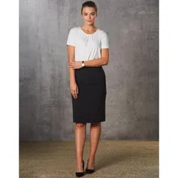 Ladies Poly Viscose Stretch Fine Stripe Pencil Skirt