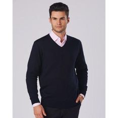 Merino Wool V Neck Long Sleeve Pullover
