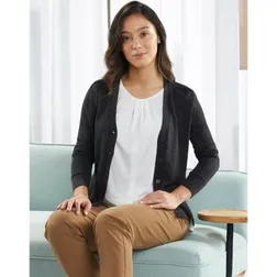 Merino Wool Long Sleeve V Neck Cardigan Corporate Wear