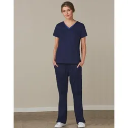Ladies Stretch Polyester Cotton Scrub Pants with Antimicrobial Protection