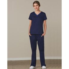 Ladies Stretch Polyester Cotton Scrub Pants with Antimicrobial Protection