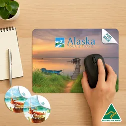 Repositional Adhesive Mouse Mat Set with Matching Coasters