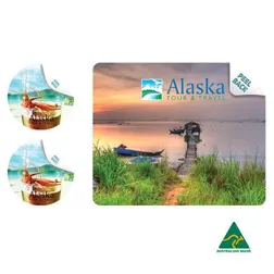 Repositional Adhesive Mouse Mat Set with Matching Coasters