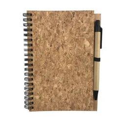 Fatino Natural Cork Notebook with Recycled Paper and Attached Pen