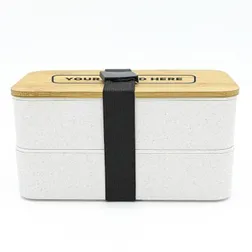 Wheat Straw Bamboo Lid Two Compartment Lunch Box