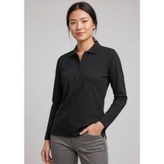 Ladies Long Sleeve Pique Polo with CoolDry Technology